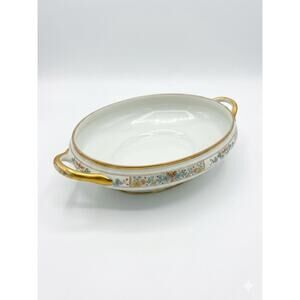 Antique GDA Chas Field Haviland Limoges 11" Oval Vegetable Bowl - Floral Gold